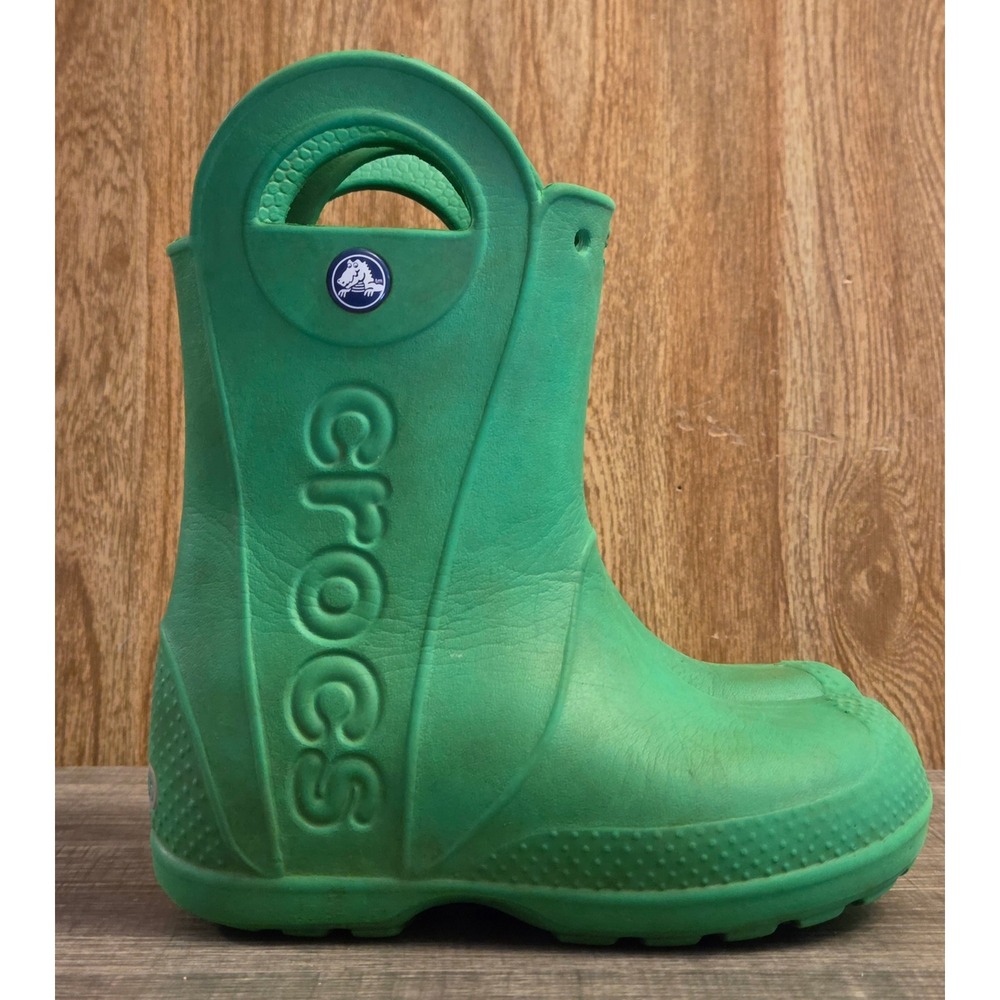 Crocs‎ Handle-It Rain Boots Youth Size C10 Green Rubber